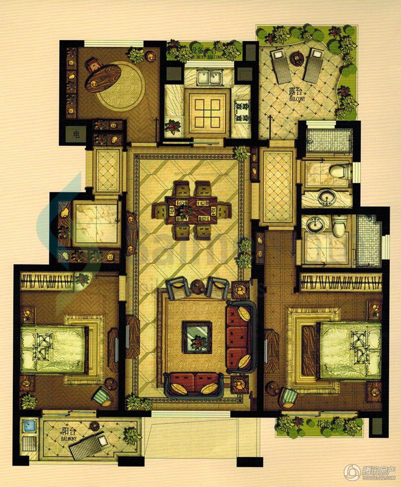 3室2廳2衛(wèi)115平