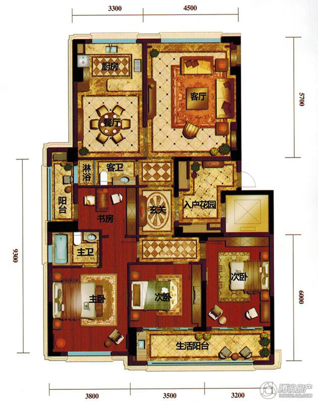國(guó)際華府四室兩廳兩衛(wèi)129平
