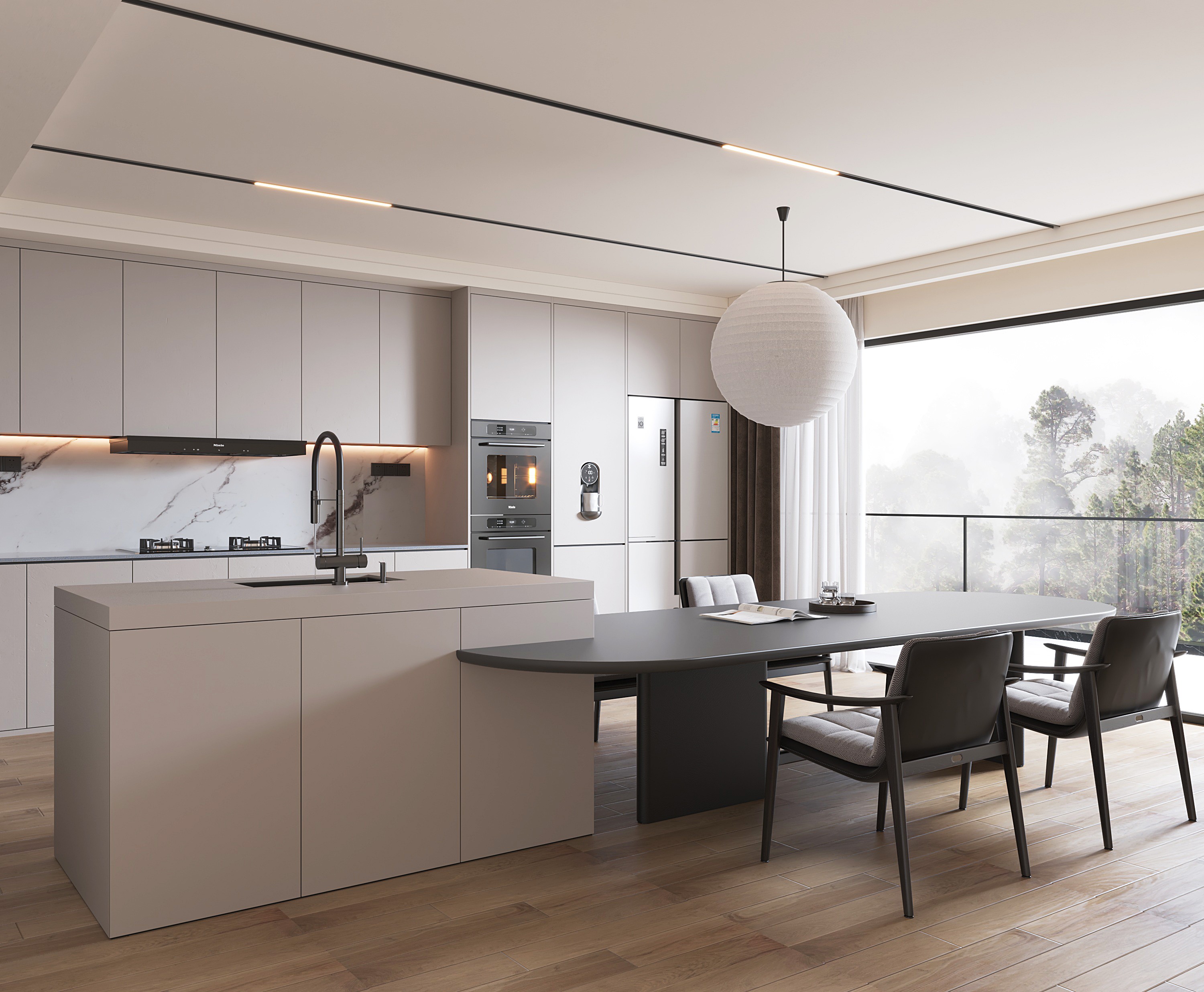 廚房中島餐桌結(jié)合