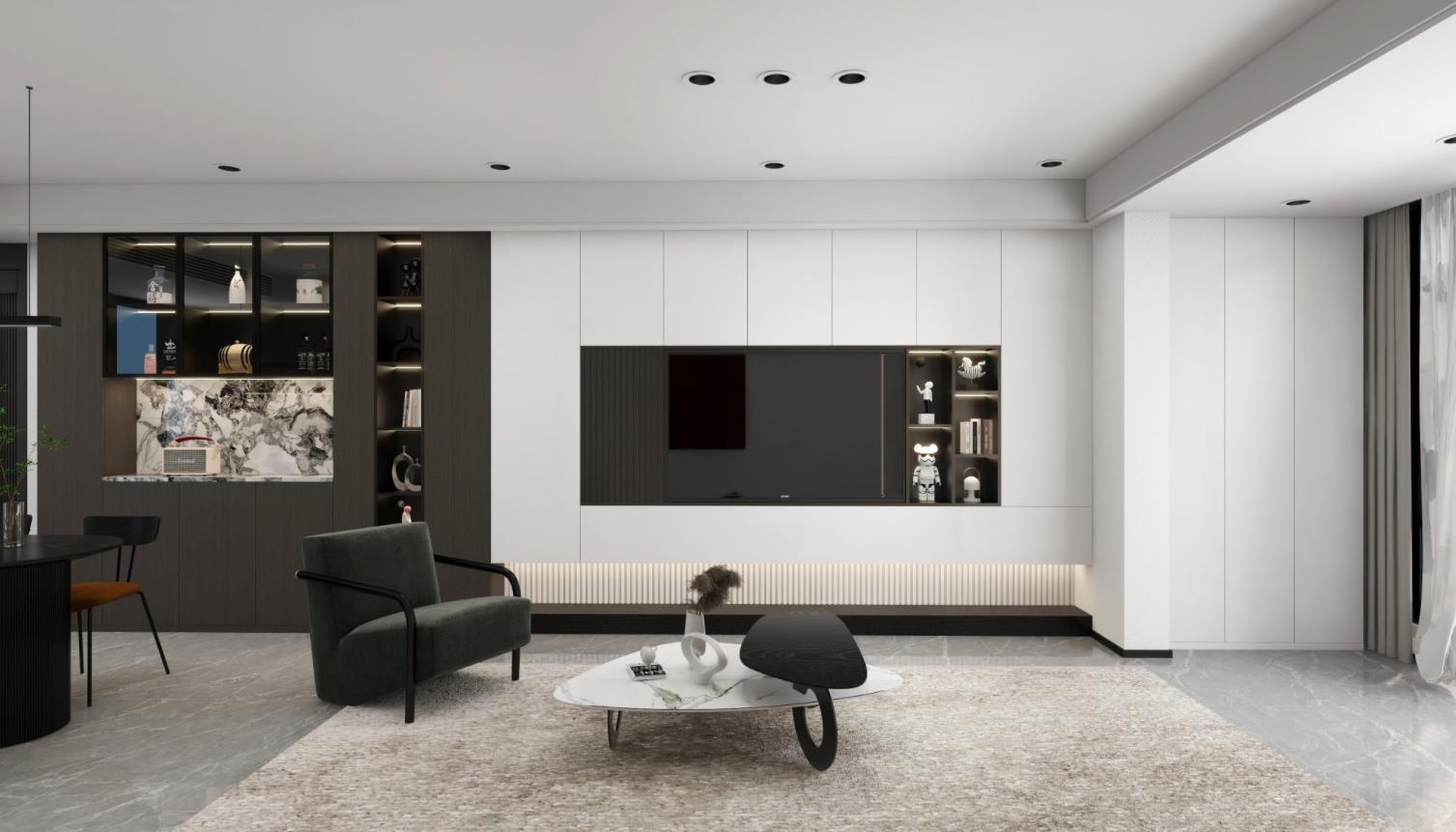 現(xiàn)代黑白灰風(fēng)格-甌府景園1704-全案設(shè)計(jì)師陳盛潺